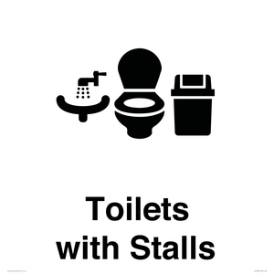 Toilets: Stalls and Wash Basin with Sanitary Bin